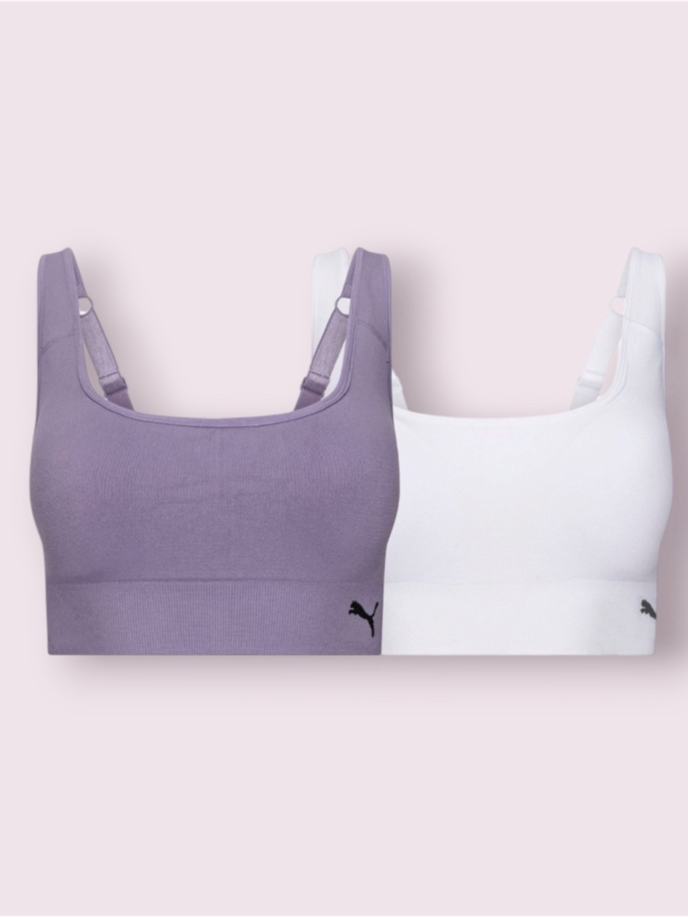 PUMA Ladies' Seamless Sports Bra, 2-pack, White